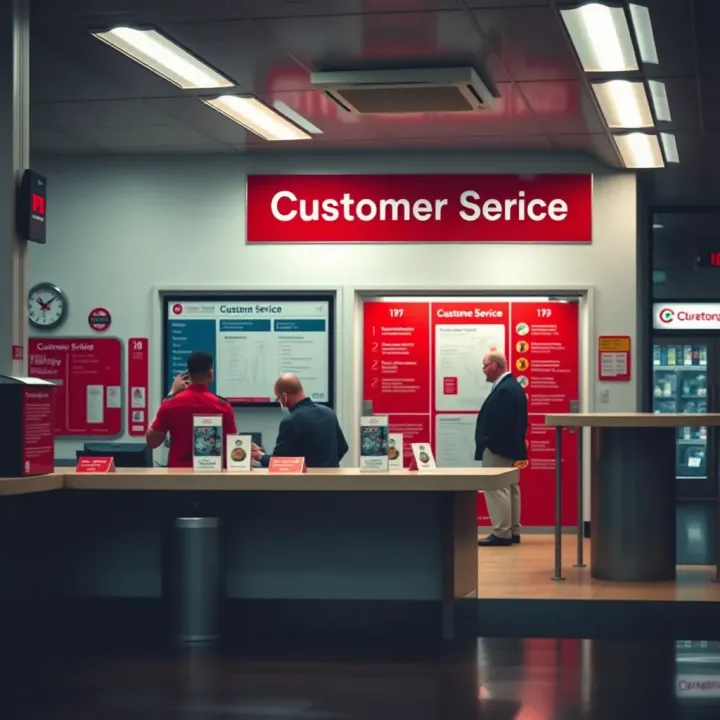 Customer service counter at Bedfordview Traffic Department with informational signs