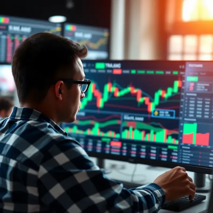 User interacting with a digital trading platform showing charts and market data relevant to South Africa