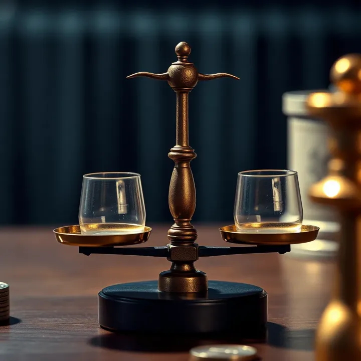 Weighing Legal Factors and Risks in South African Binary Options Trading Balance scale illustrating legal considerations and risks in trading
