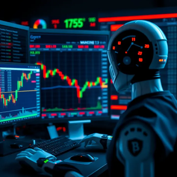 Conceptual illustration of automated binary options trading software analyzing market data