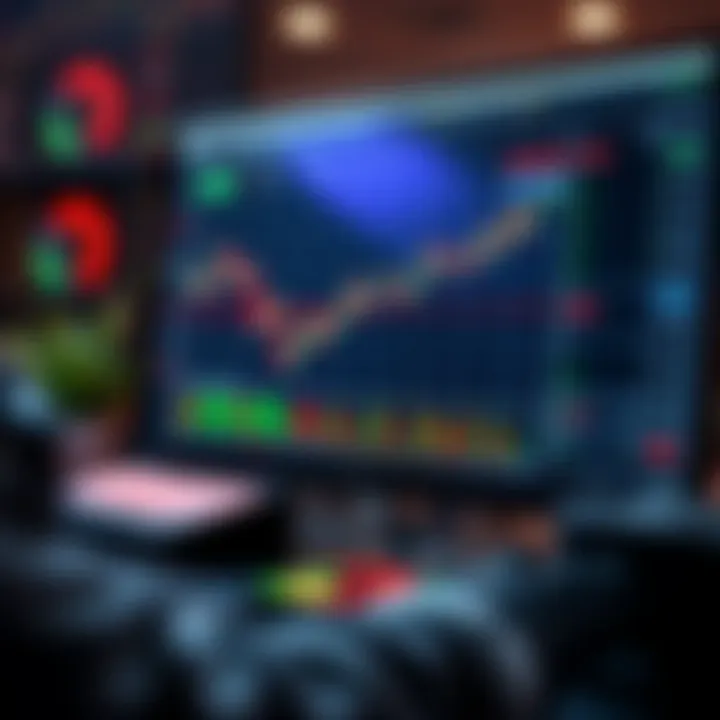 Automated trading software interface showing binary options charts and algorithm settings on computer screen