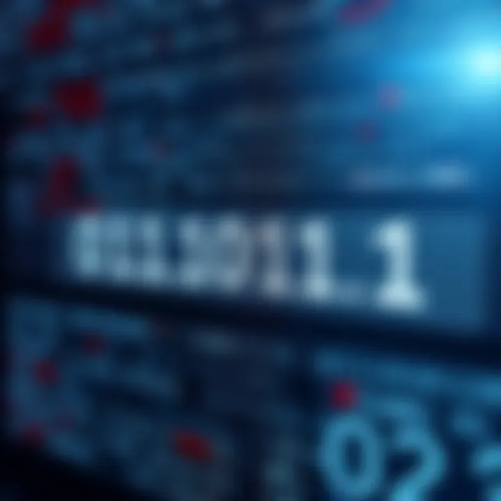 Diagram illustrating the conversion of binary code into ASCII characters with digital symbols transitioning to readable text