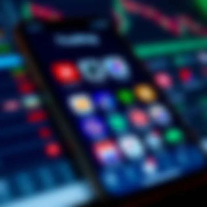 A smartphone screen displaying a variety of trading app icons representing different financial markets
