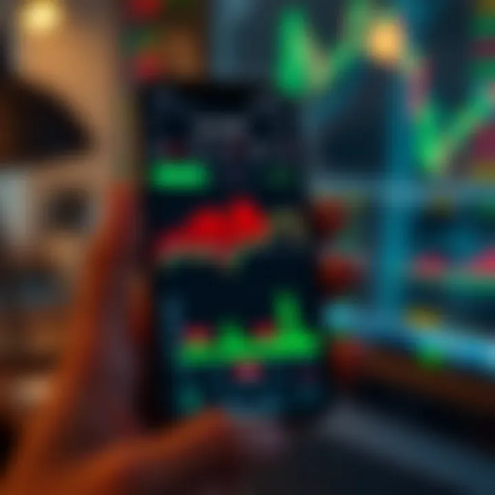 Mobile phone displaying a user-friendly trading app interface with South African market data