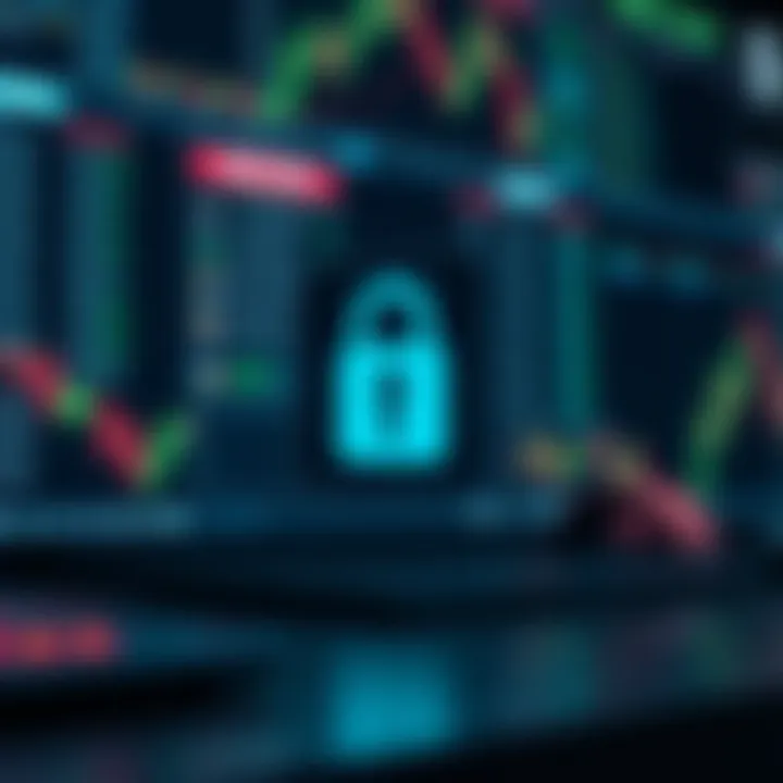 Conceptual graphic showing digital security and account protection for online trading