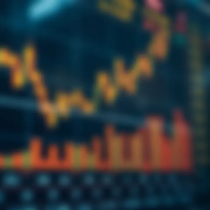 Graph showing upward trend with forex currency symbols and indicators