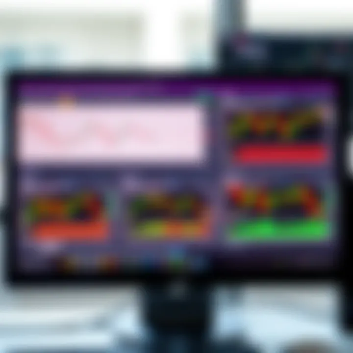 Forex Trading Tutorials Displayed on a Computer Screen A computer screen showing various forex trading charts and video tutorials on financial markets