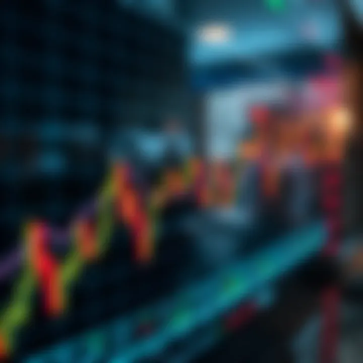 Graph showing currency pairs fluctuating in a forex market chart