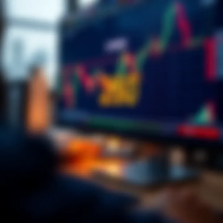 Close-up of a computer screen displaying forex trading software with South African rand data