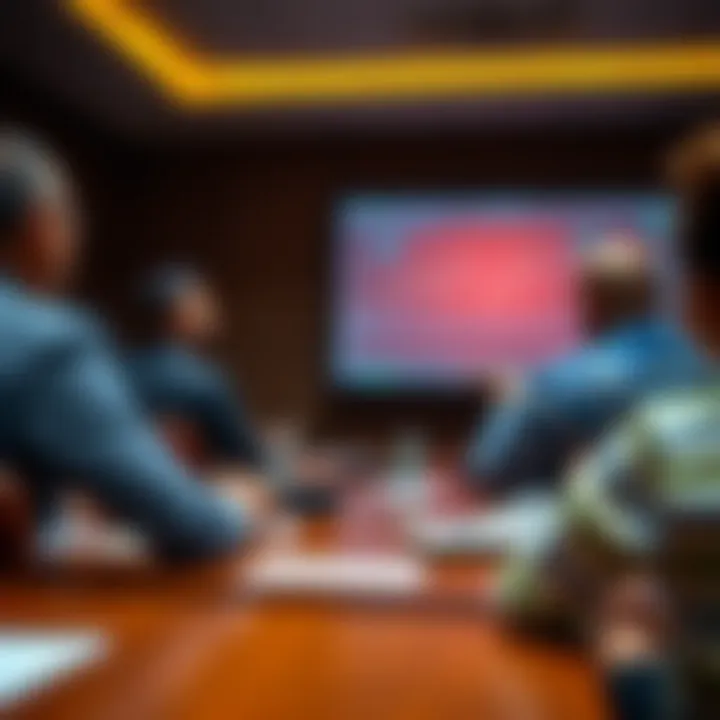 Forex Trading Strategy Discussion at Seminar in South Africa Classroom setting featuring a forex expert explaining trading strategies to attendees using a projector