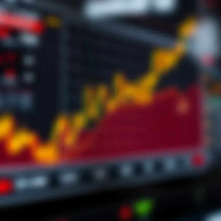 Graph showing currency exchange rate trends in forex trading