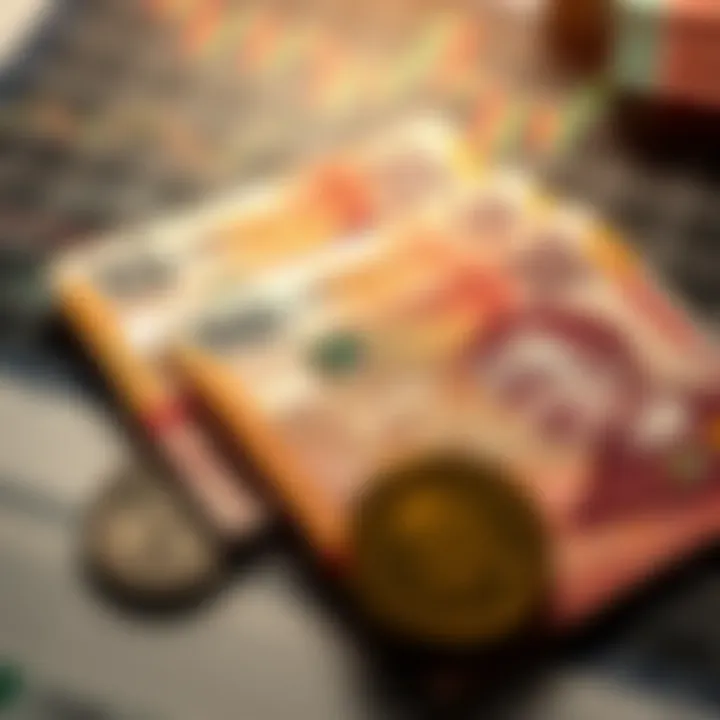 South African rand notes and forex trading charts illustrating currency exchange and taxation