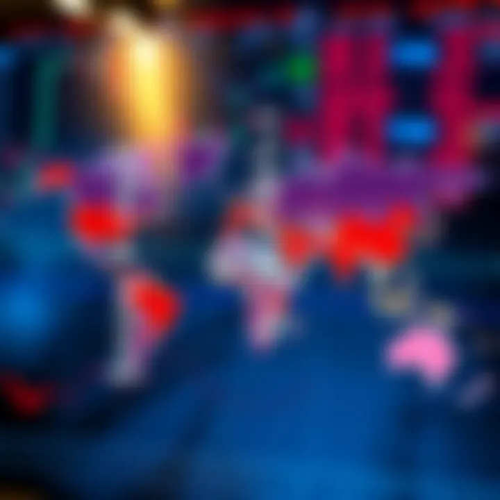 World map highlighting key forex trading time zones and optimal trading periods for liquidity