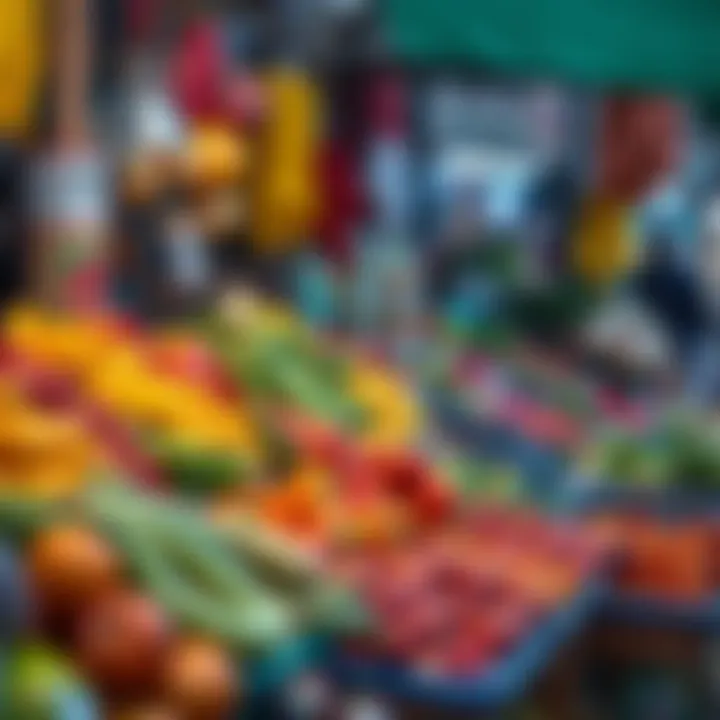 Fresh fruits and vegetables displayed in a colorful market stall in Polokwane