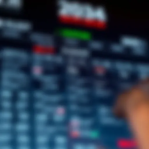 Economic calendar showing dates and key financial events relevant to forex trading