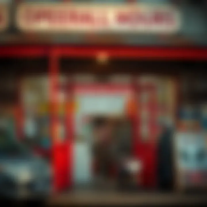 Exterior of a general store with open doors and visible operating hours sign in a South African town