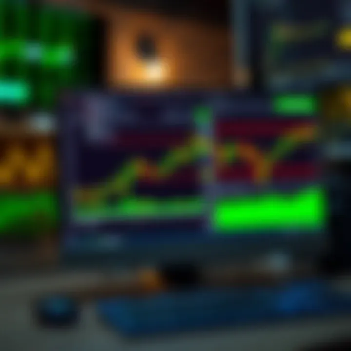 Illustration of forex trading tools and educational resources on a computer screen