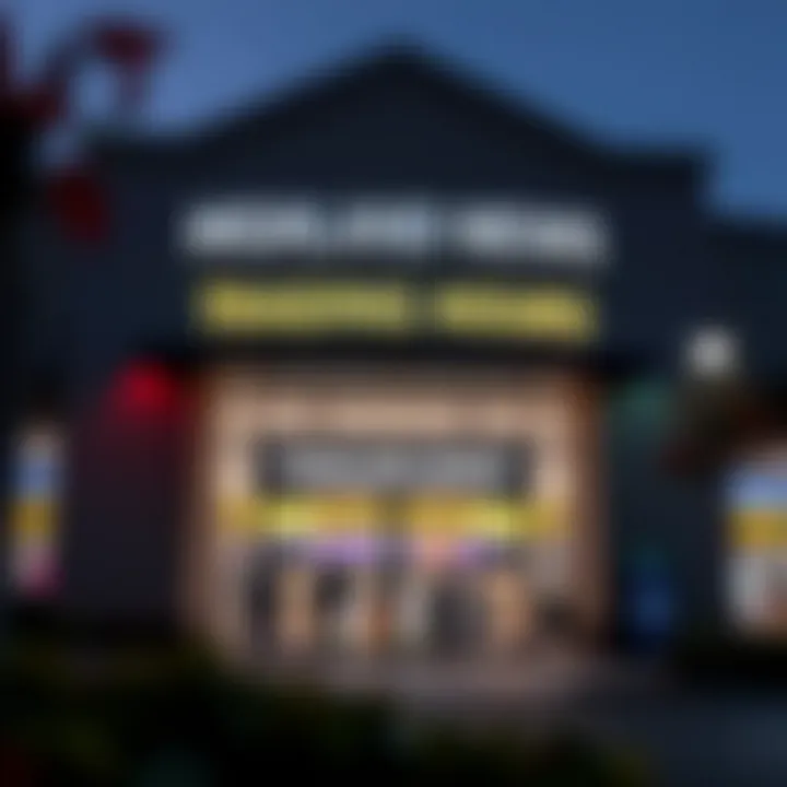 Entrance of Highland Mews shopping center with clear signage and welcoming atmosphere