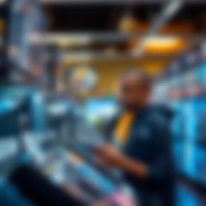 Customer browsing video games inside a well-lit South African game retail store