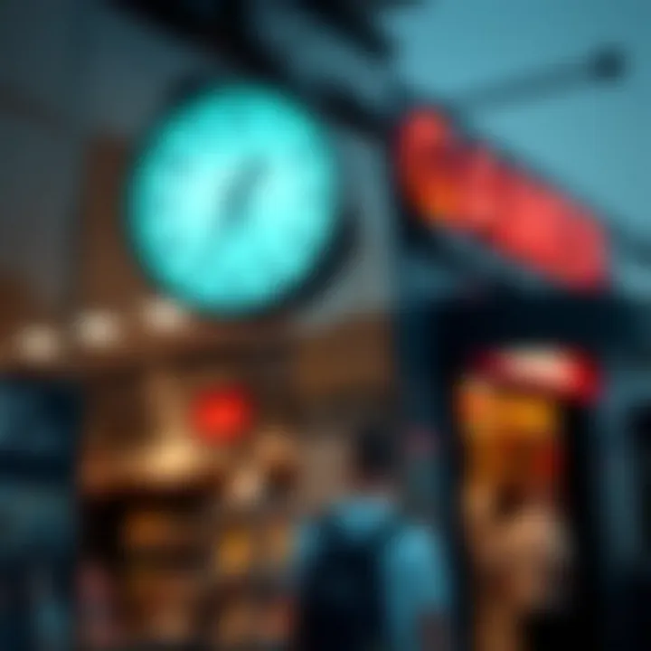 Clock showing store opening hours outside a game store in Paarl