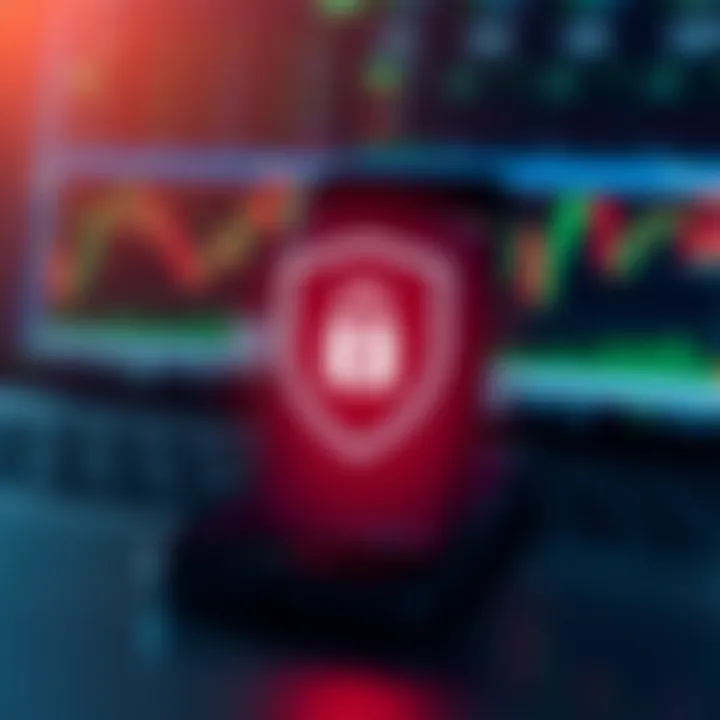 Ensuring Security for Mobile Forex Trading in South Africa Security shield icon overlaying a digital mobile device representing secure forex trading