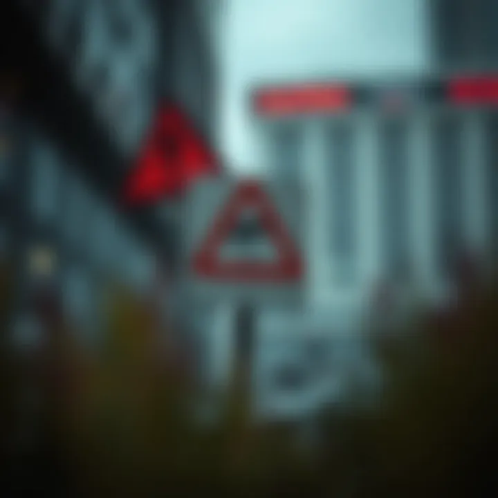 Warning signs of forex trading scams illustrated with caution symbols and deceptive online offers