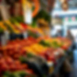 Fresh colorful fruits and vegetables displayed at Tokai Market