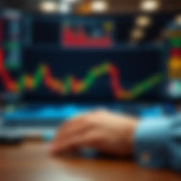 Diagram illustrating the operation of binary option brokers with charts and currency symbols