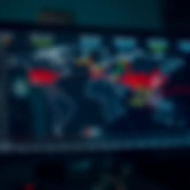 Global forex market sessions displayed on a world map highlighting active trading zones