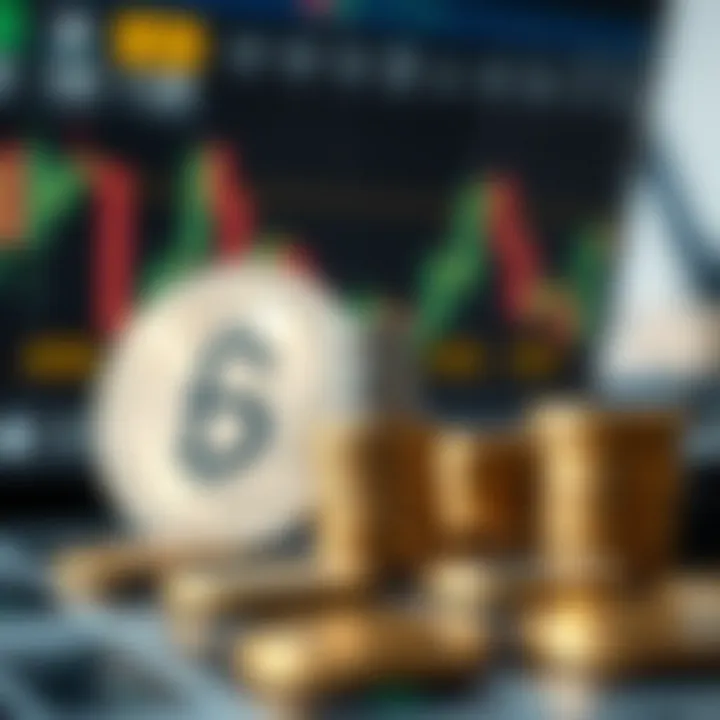 Illustration showing the concept of a forex micro trading account with currency symbols and a small stack of coins