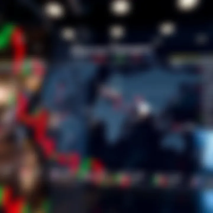 World map highlighting major forex trading centers and session times