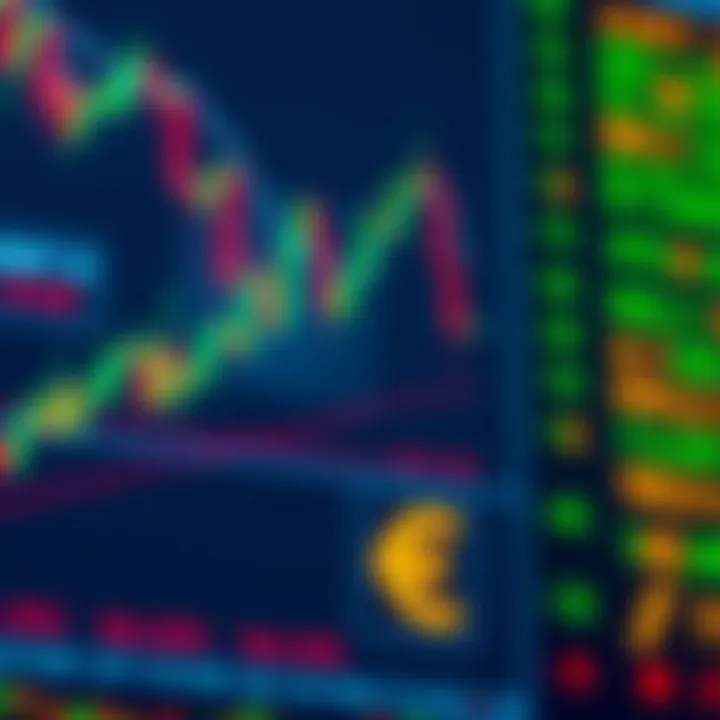 Digital representation of forex trading charts and currency symbols indicating market analysis