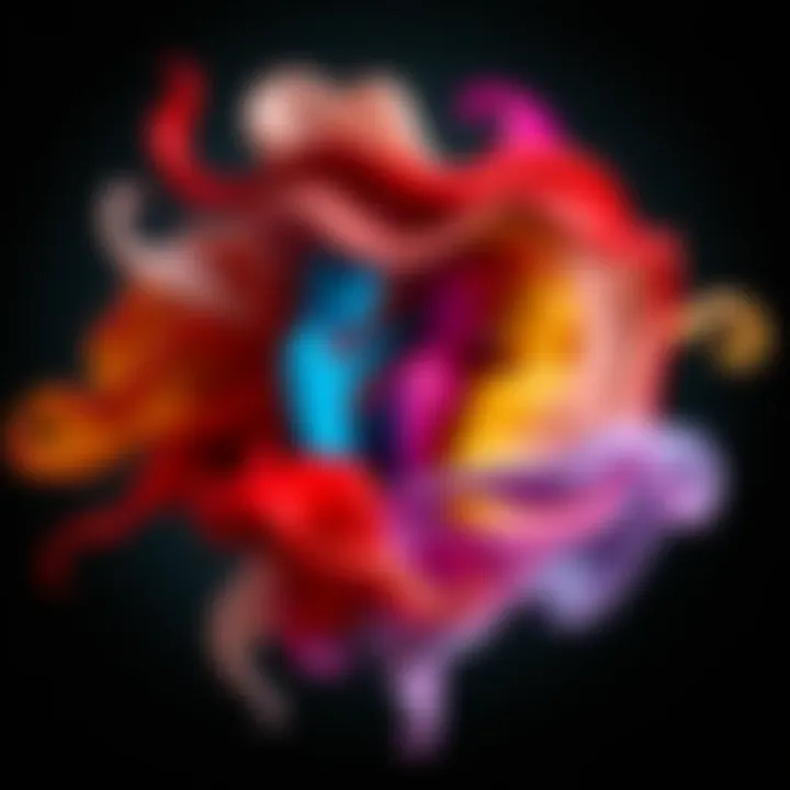 Diverse and colorful shapes blending together representing non-binary and fluid gender identities