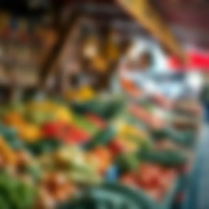 Fresh assorted fruits and vegetables displayed at Willowbridge market stall