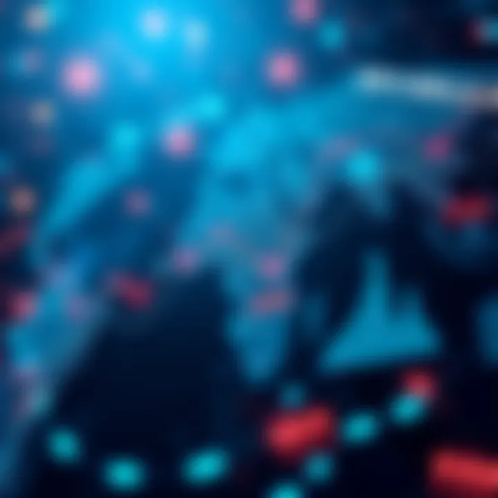 Global financial markets interconnected with economic data points highlighted