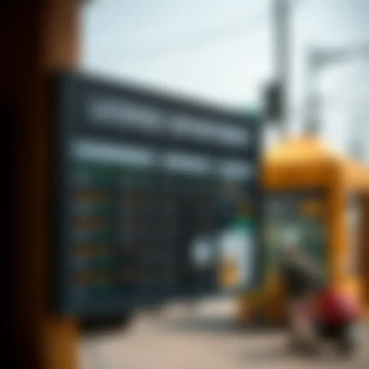 Information board displaying trading hours and available services at Xavier Junction License Department