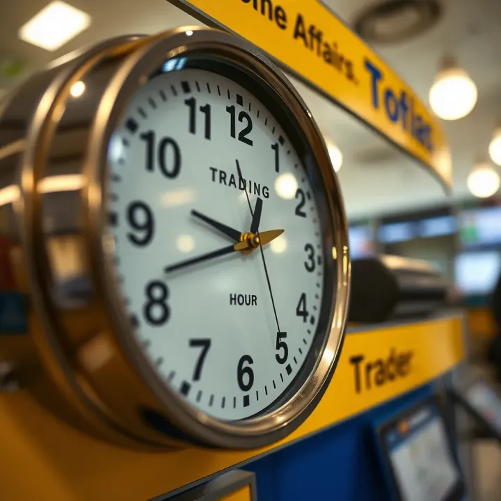 Clock showing opening hours at a government service center