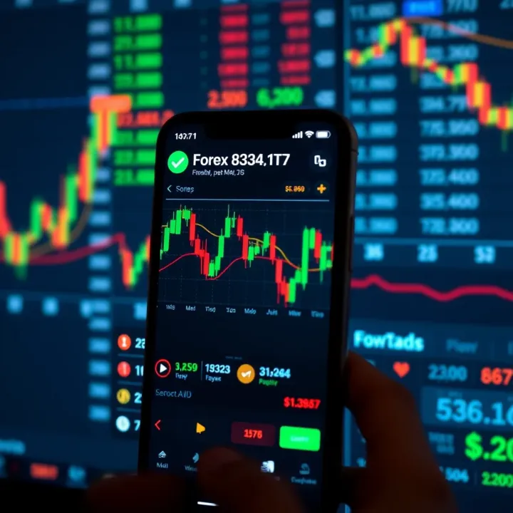 User interface of a forex trading app showing currency pairs and market data