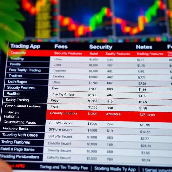 Comparison table highlighting fees, security features, and functionalities of popular South African trading platforms