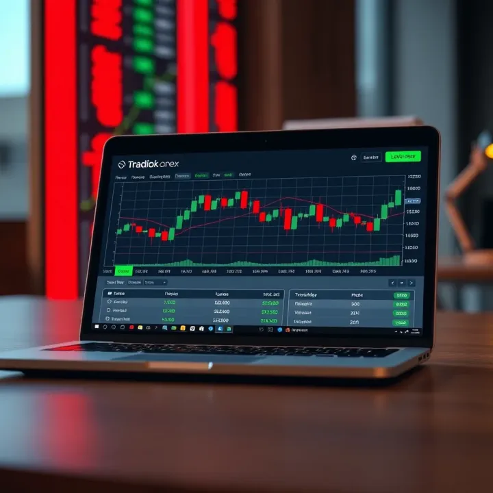 Interface of a Free Online Forex Trading Course Platform Laptop screen showing an online forex trading course interface with lesson modules