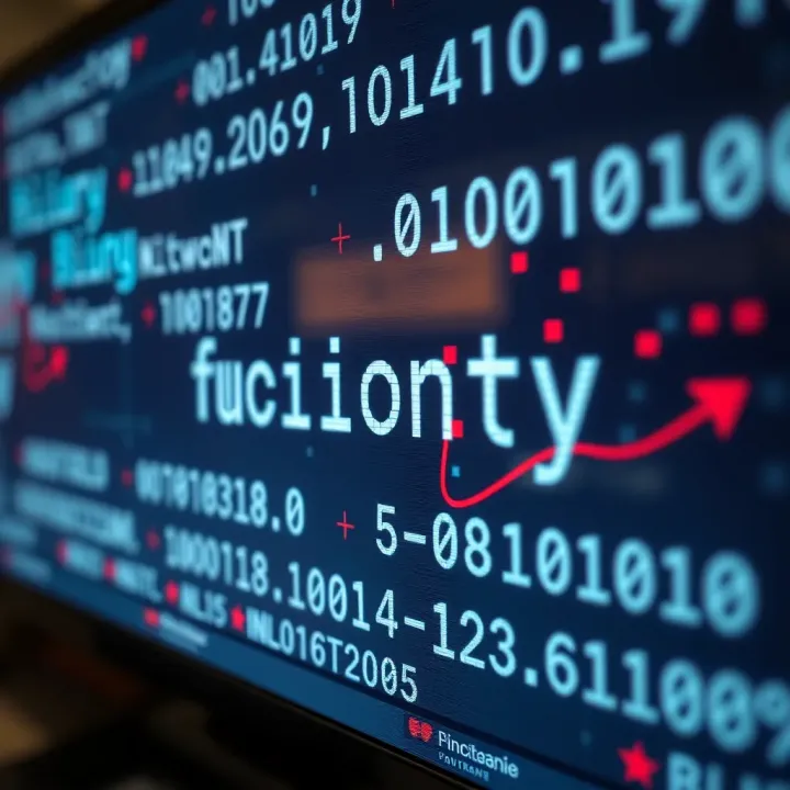 Illustration of binary digits transforming into readable text on a digital screen