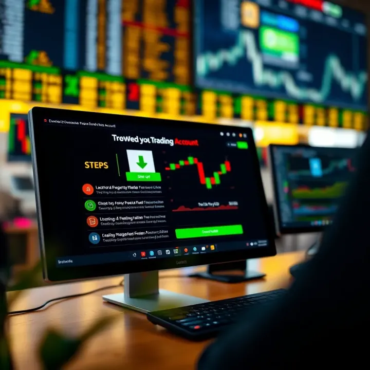Illustration of a computer screen displaying steps to download a forex demo account