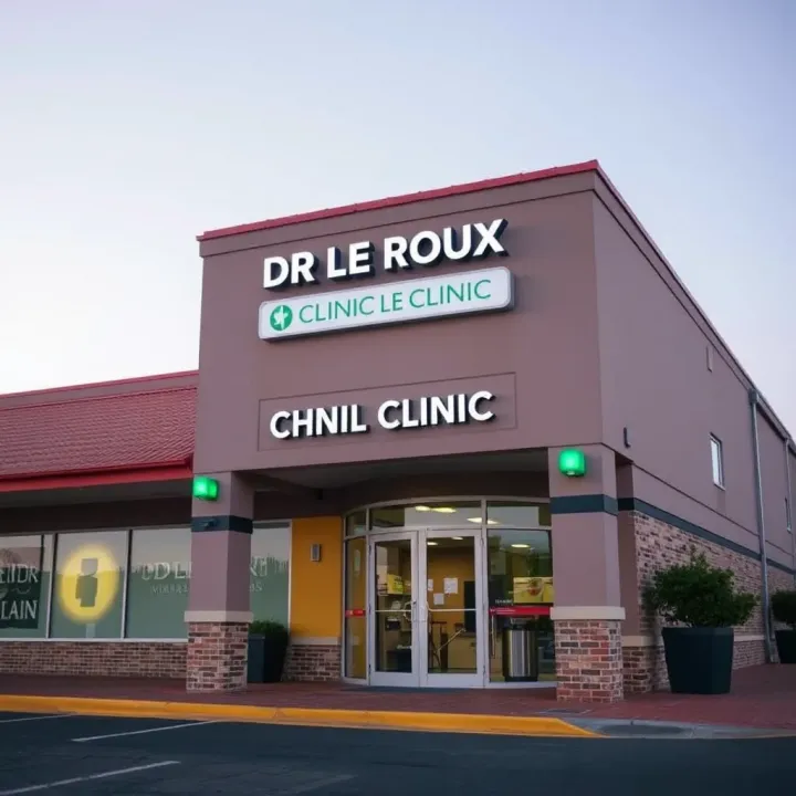 Exterior view of Dr Le Roux's clinic building in Witbank with clear signage