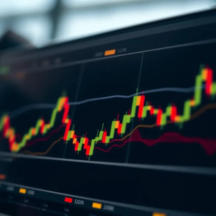 Graph showing upward trend in forex trading with technical indicators