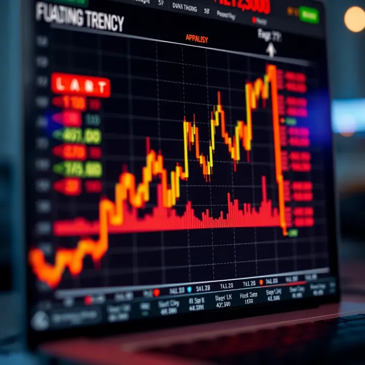 Graph showing upward and downward trends in forex market analysis