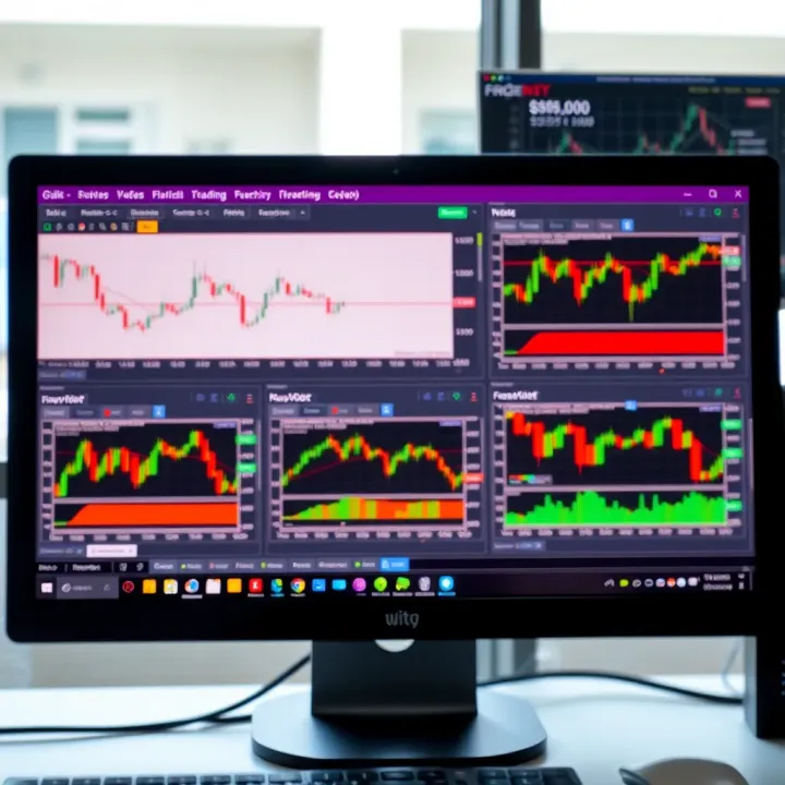 A computer screen showing various forex trading charts and video tutorials on financial markets