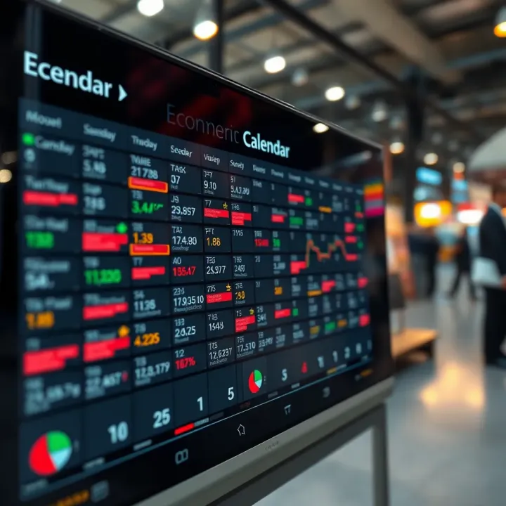 Digital economic calendar displaying upcoming financial events affecting forex markets