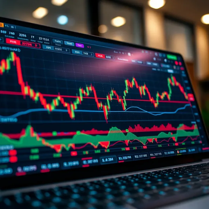 Forex trading chart showing currency pair trends and technical indicators