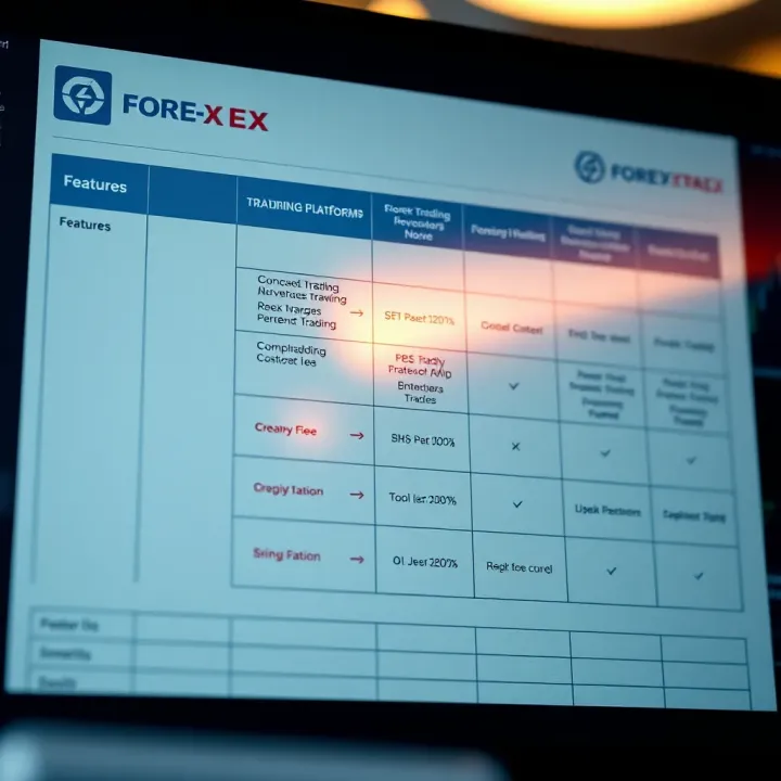 Comparison of different forex trading platforms highlighting features such as fees, security, and tools