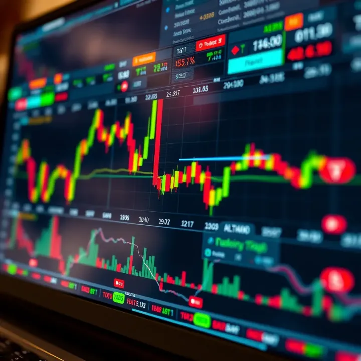Illustration of a digital forex trading platform displaying currency pairs and market charts